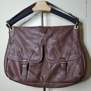 Victor Alfaro Brown Leather Hobo Shoulder Bag Purse